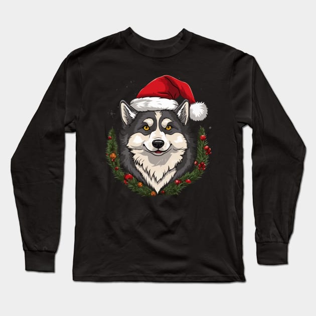 Alaskan Husky Christmas Long Sleeve T-Shirt by JH Mart